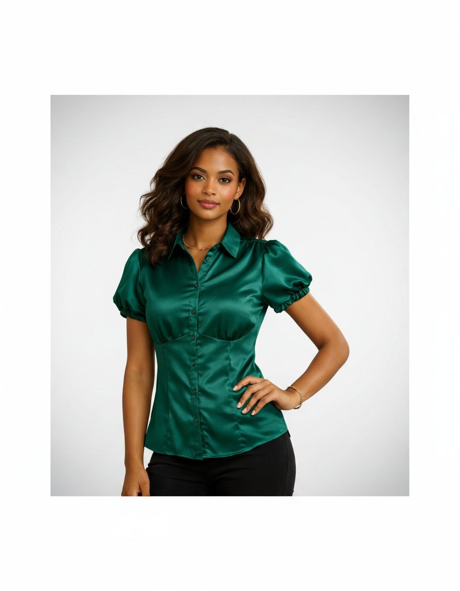 Belle chemise satin vert magnifique