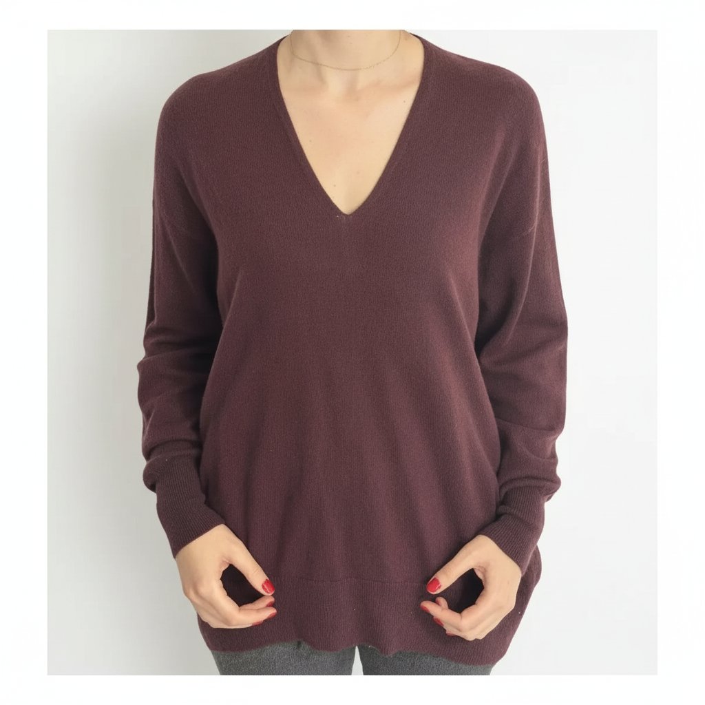 Joli Pull col V marron gerry weber pour femme en laine souf