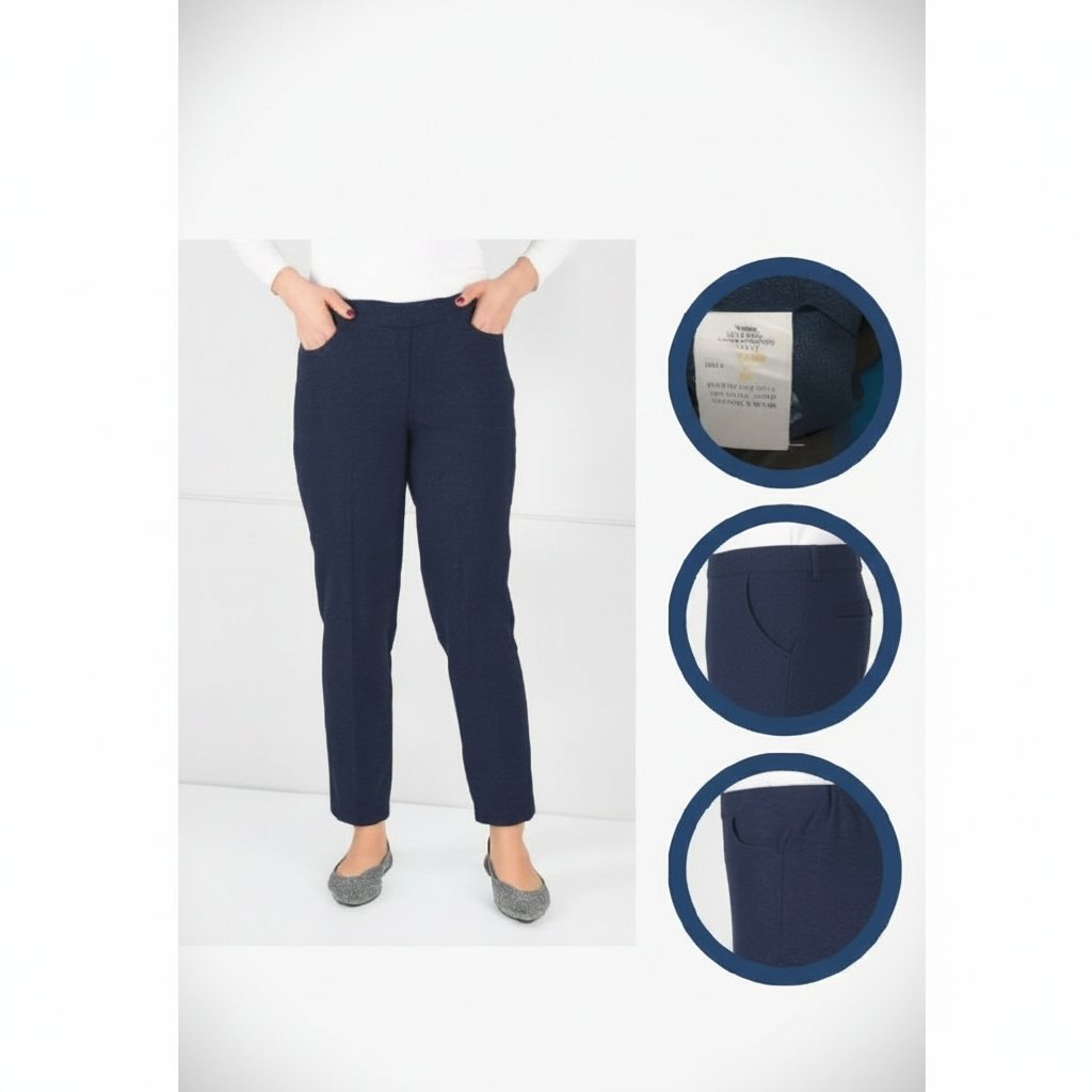 Pantalon en laine vierge bleu marine