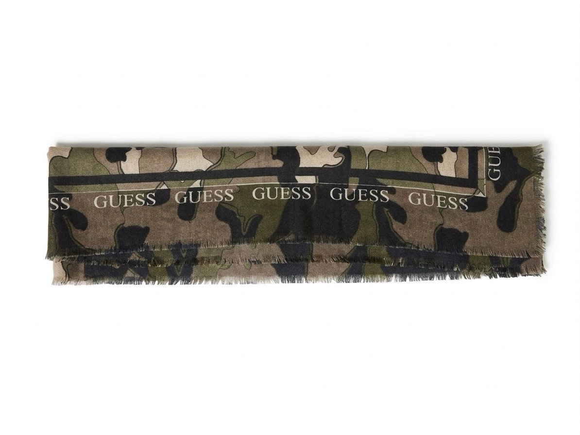 Écharpe Guess Camouflage Kaki Logo - Mixte