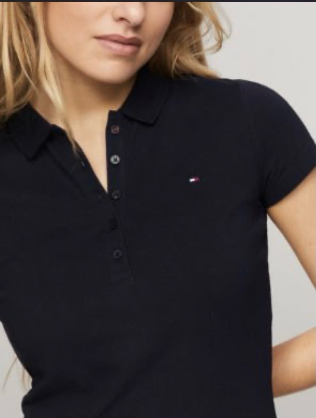  Polo Tommy Hilfiger Femme Noir Taille S Slim Fit