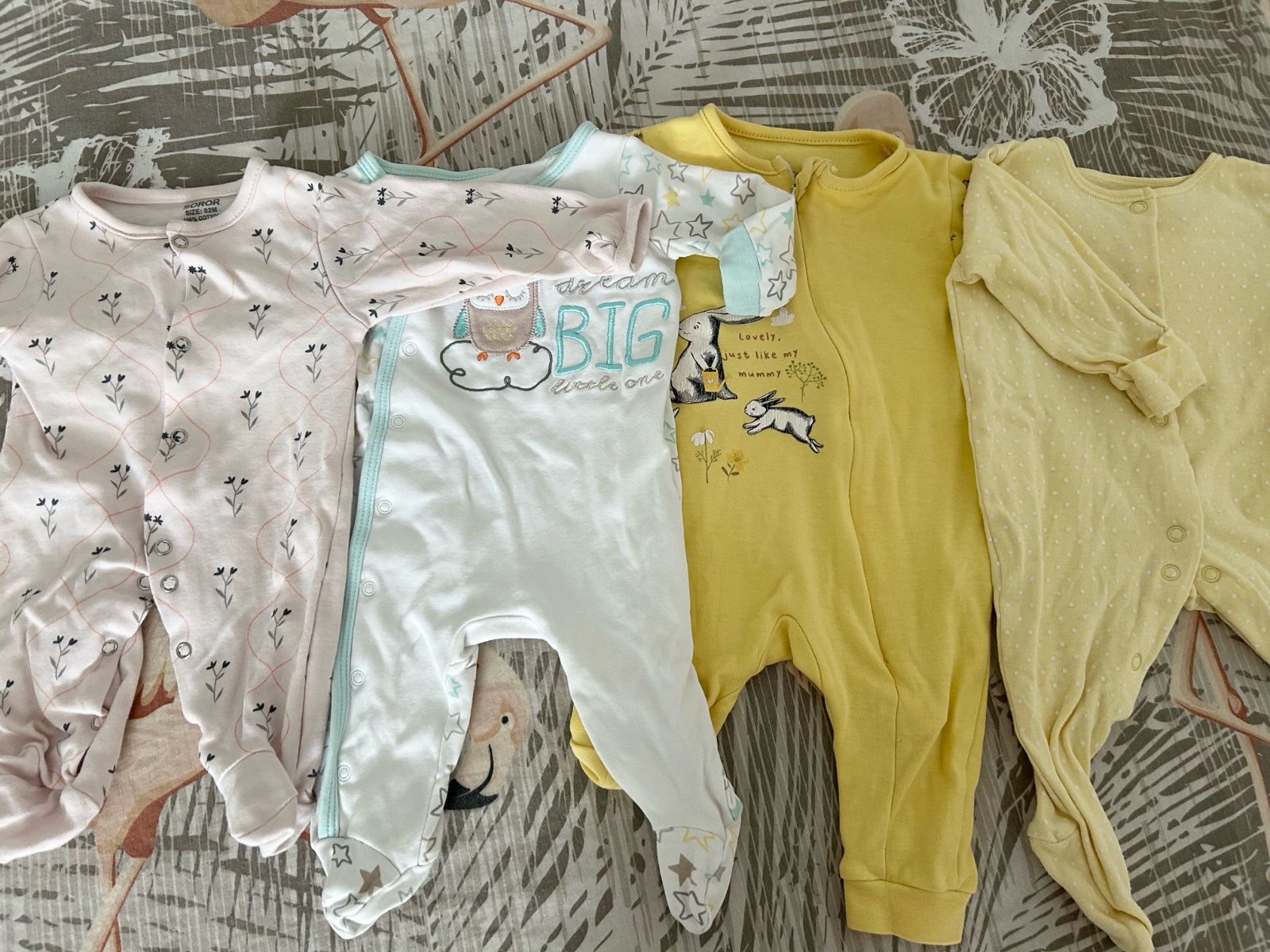 Pack de 9 grenouilleres coton 0-3 / 3 - 6 mois ( bébé fille )