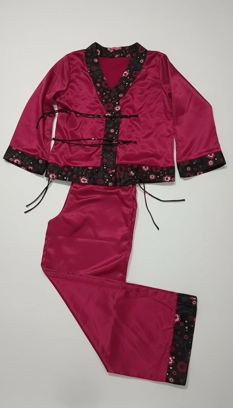 Lots: String + Pyjama : kimono + pantalon. Tlabess 42/44. avec élastique 