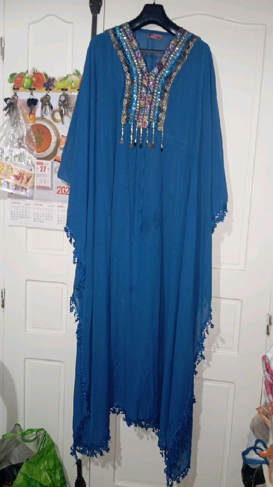caftan femmes bleu turquoise