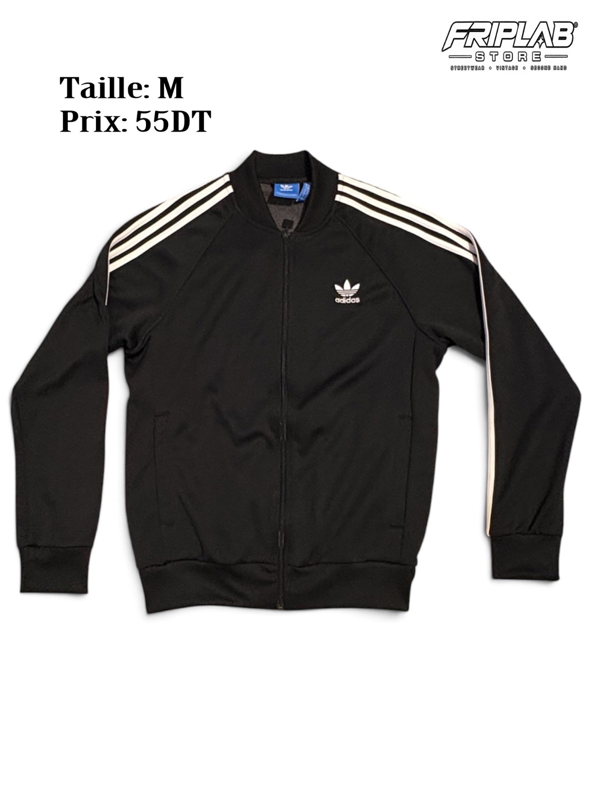 Veste de survêtement noire Adidas