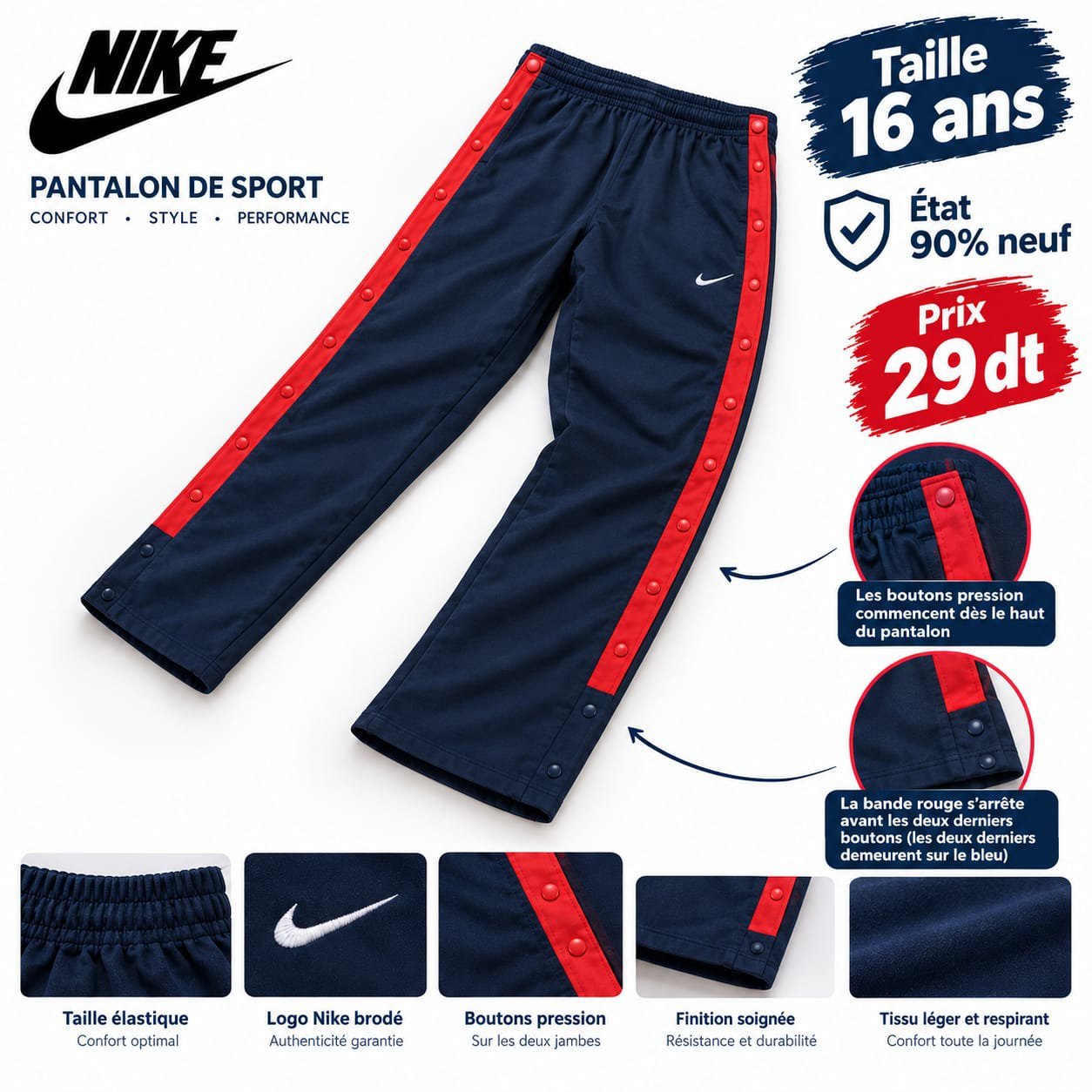 Pantalon nike style de france taille 16 ans