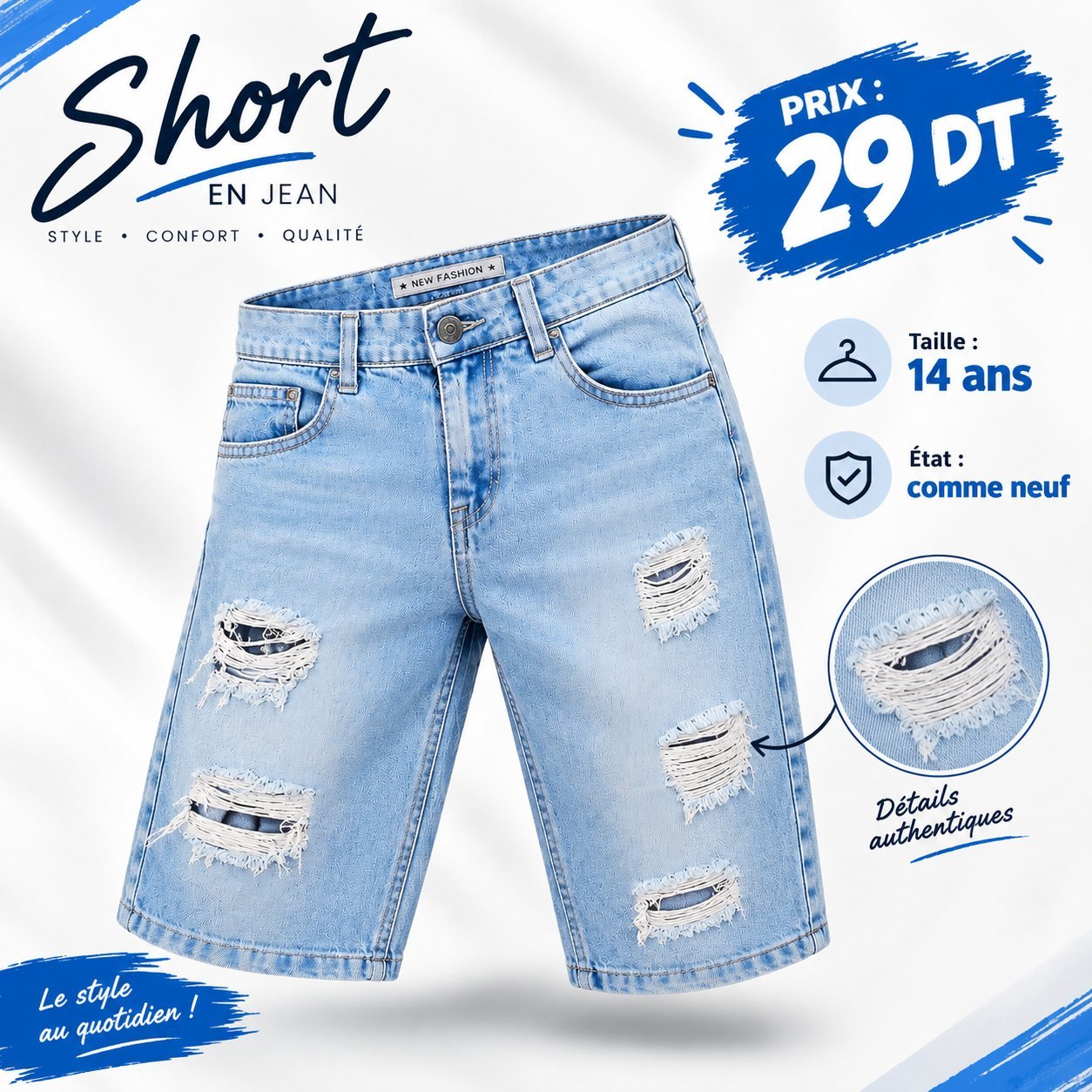 Short jean taille 14 ans