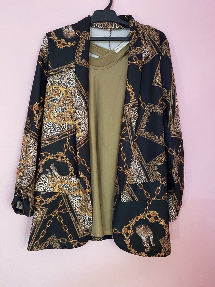 Blazer noir imprimé léopard