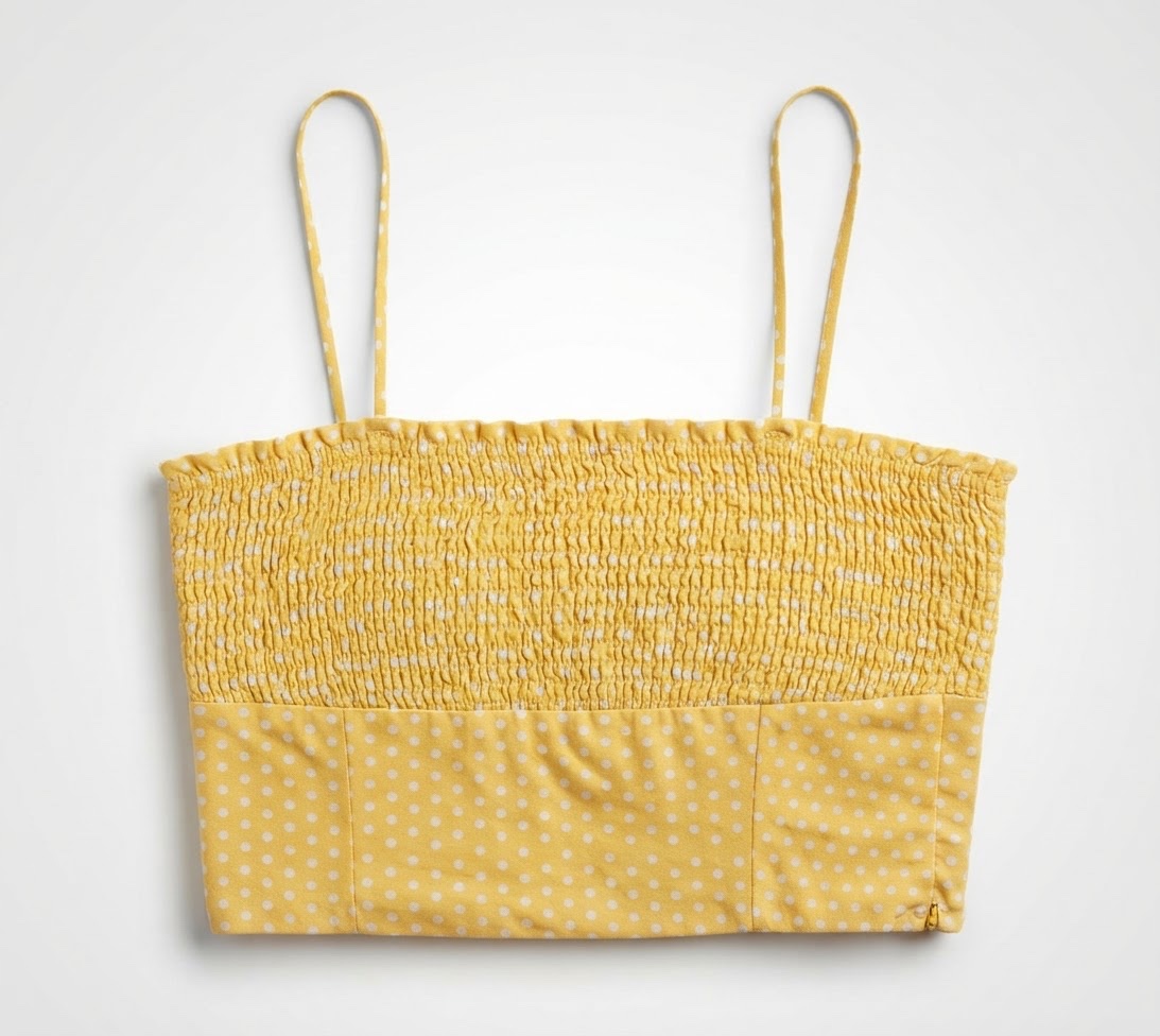 Crop top jaune à pois 