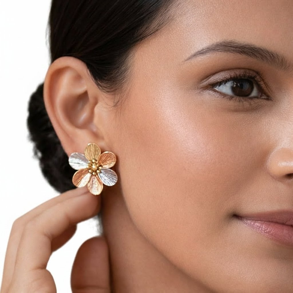 Boucle d'oreille Flora tricolore 