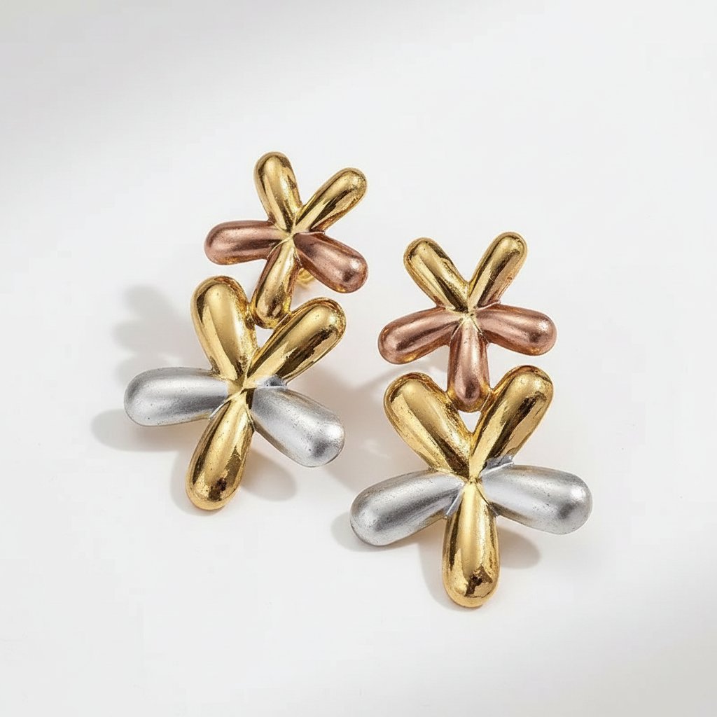 Boucle d'oreille Double Fleur 
