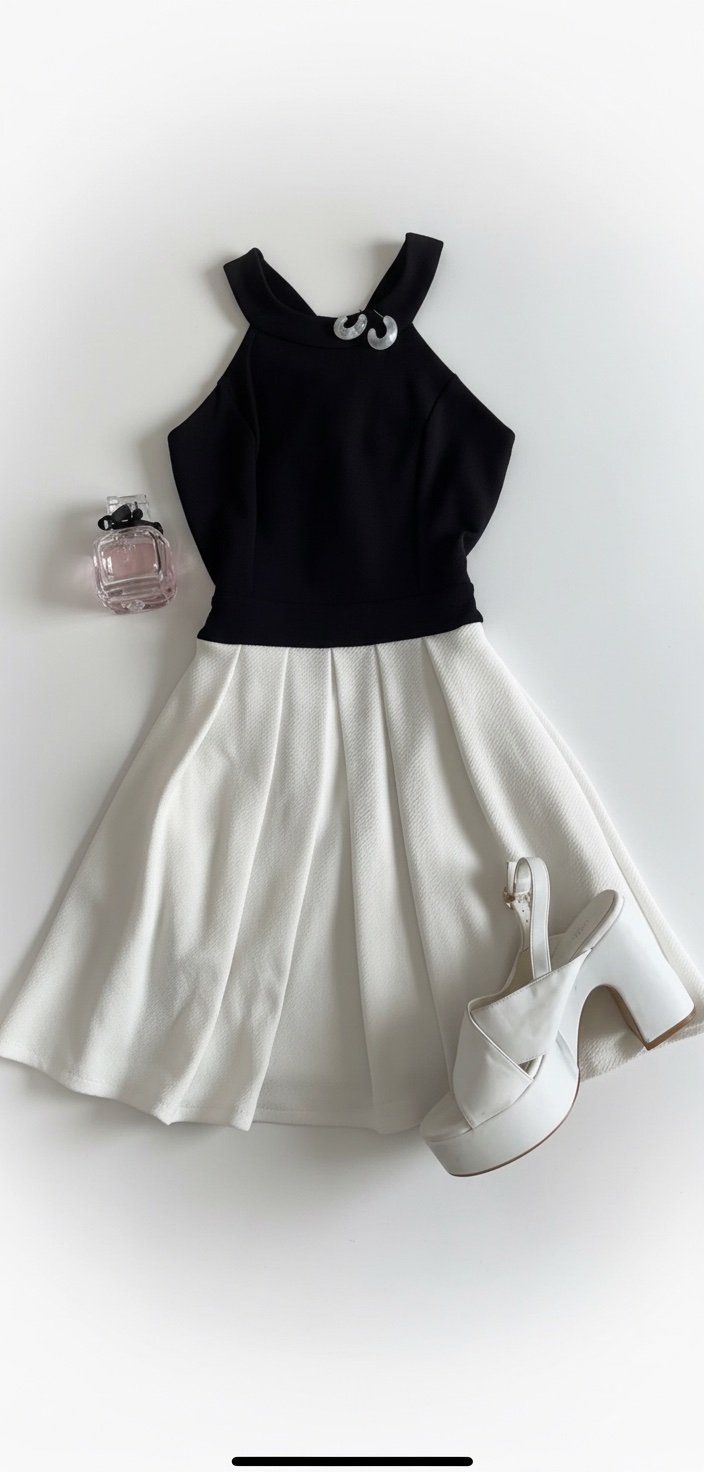 Black and white mini dress