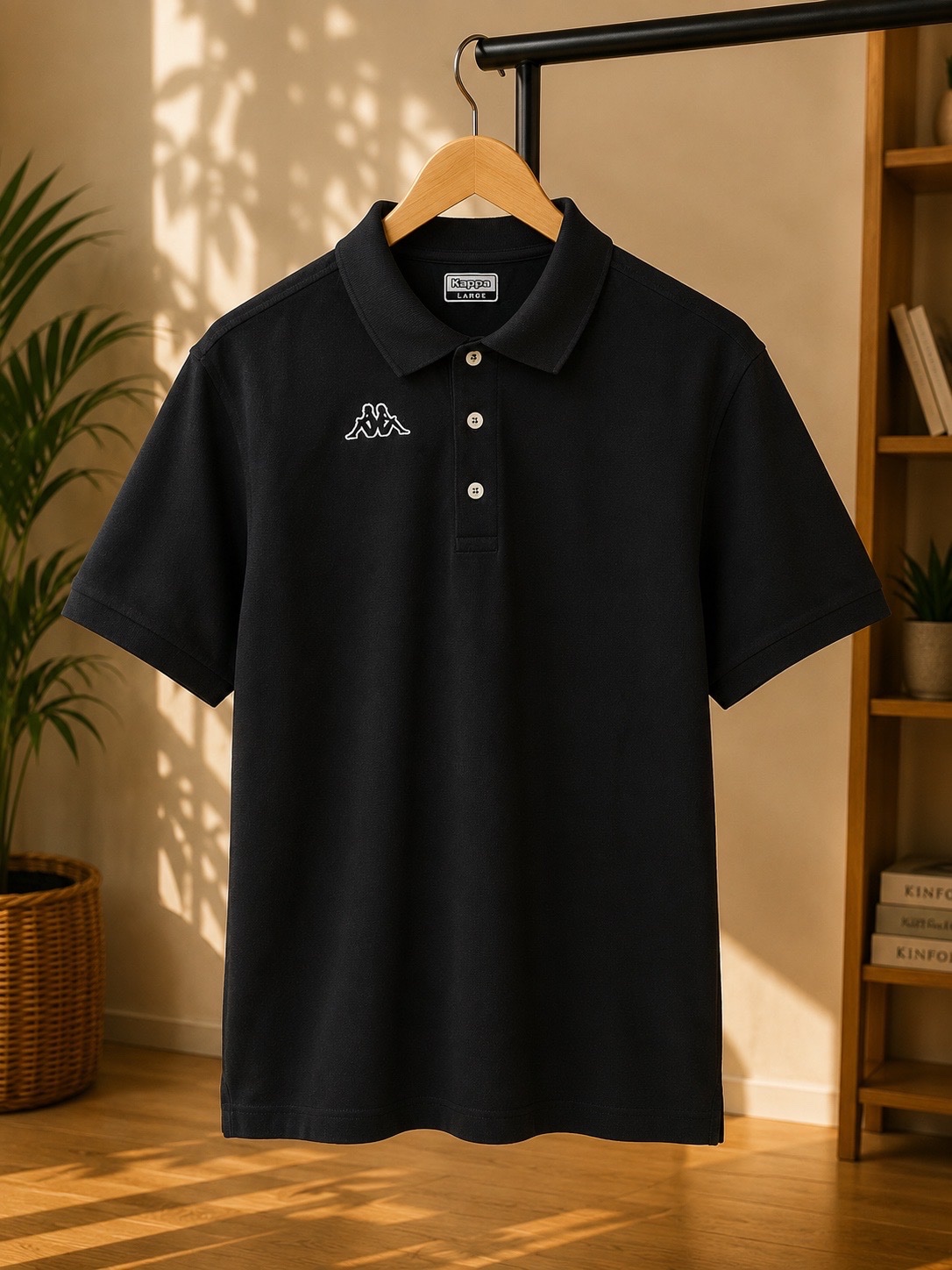 Polo Kappa noir – Taille L – 100% coton