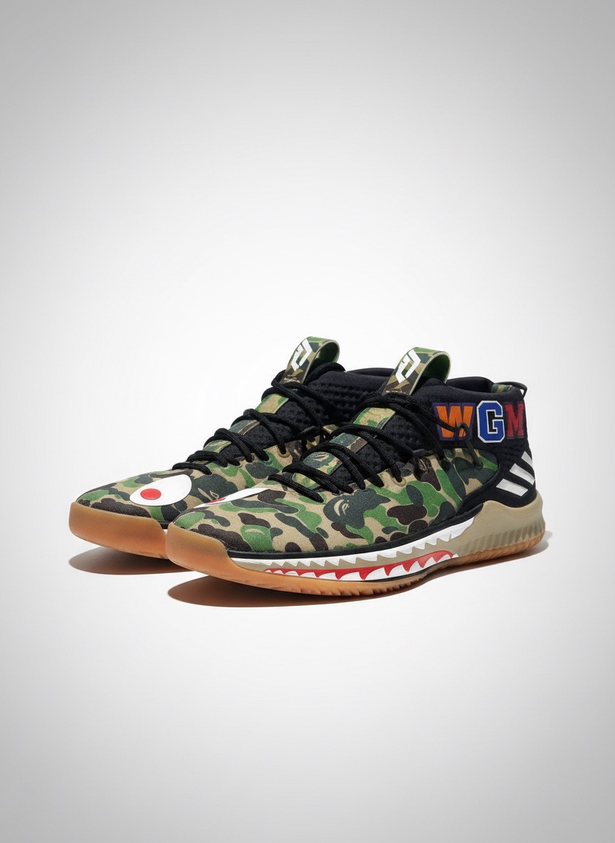 Baskets adidas Dame 4 x A Bathing Ape green camo -èdition originale