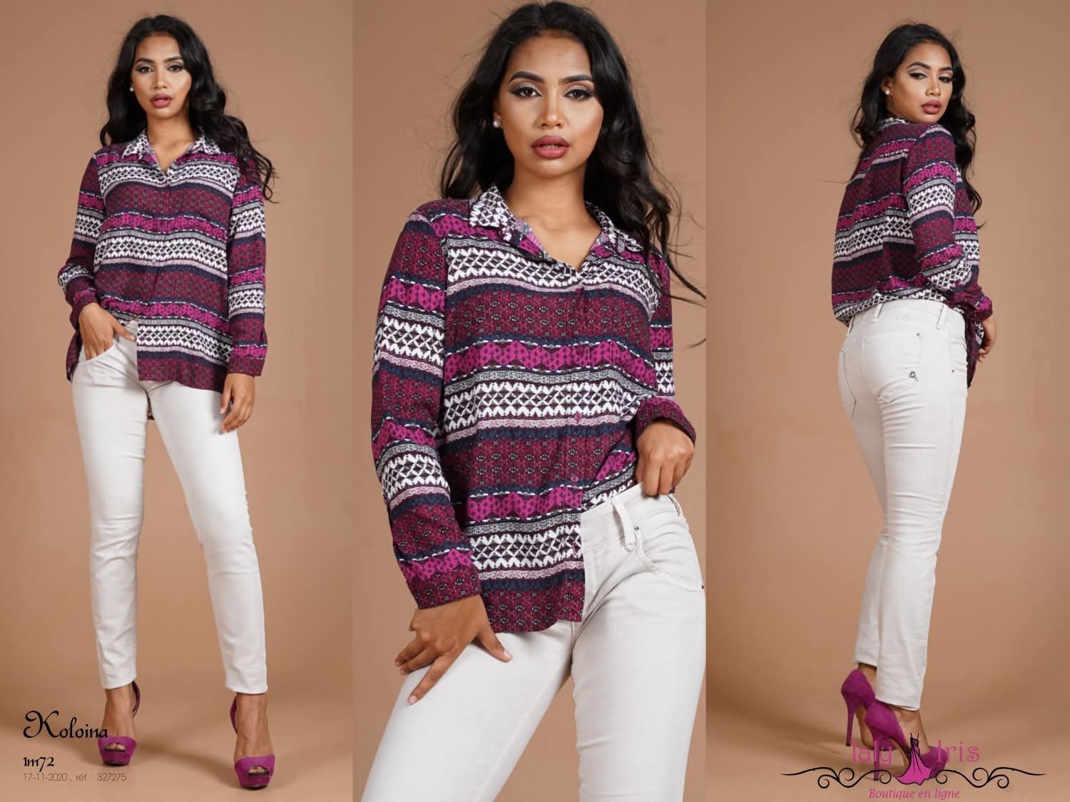 Chemise H&M mauve à motifs géométriques 