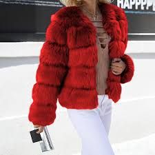 Manteau faux fourrure Jennyfer rouge