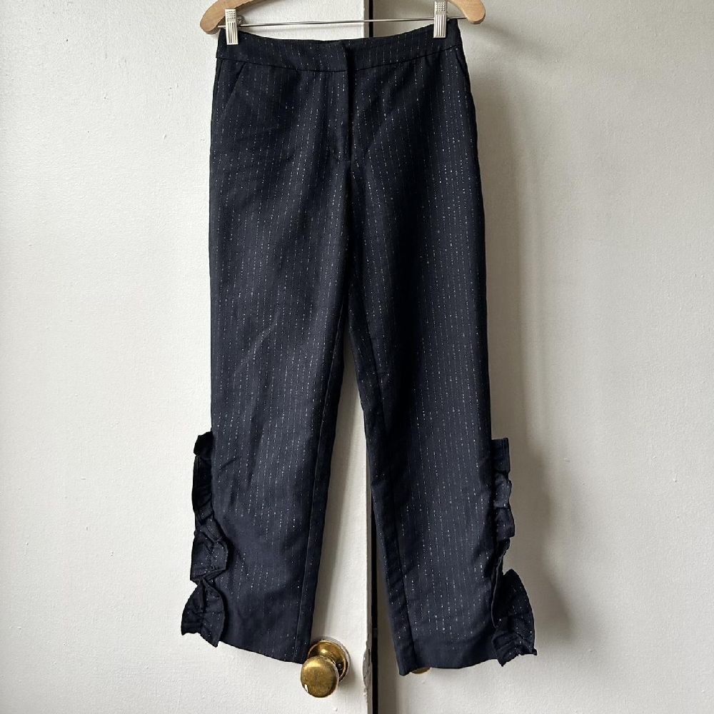 Pantalon H&M large bleu marine avec rayures fines