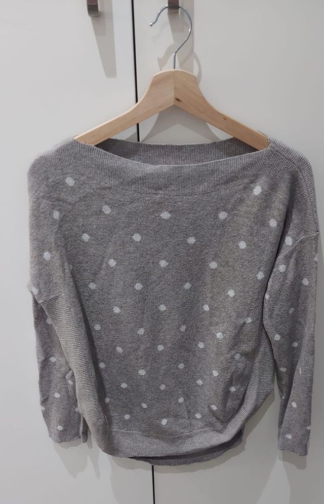 Pull-over gris beige en laine petite maille