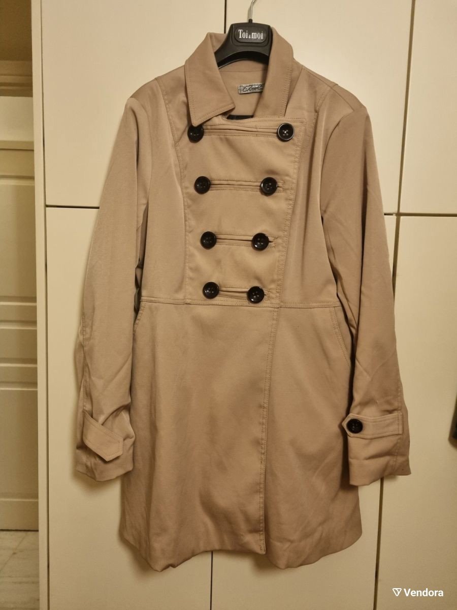 Trench-coat imperméable à capuche beige