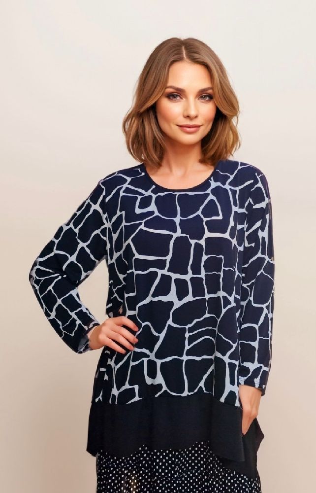Chemise à motif bleu marine et blanc 