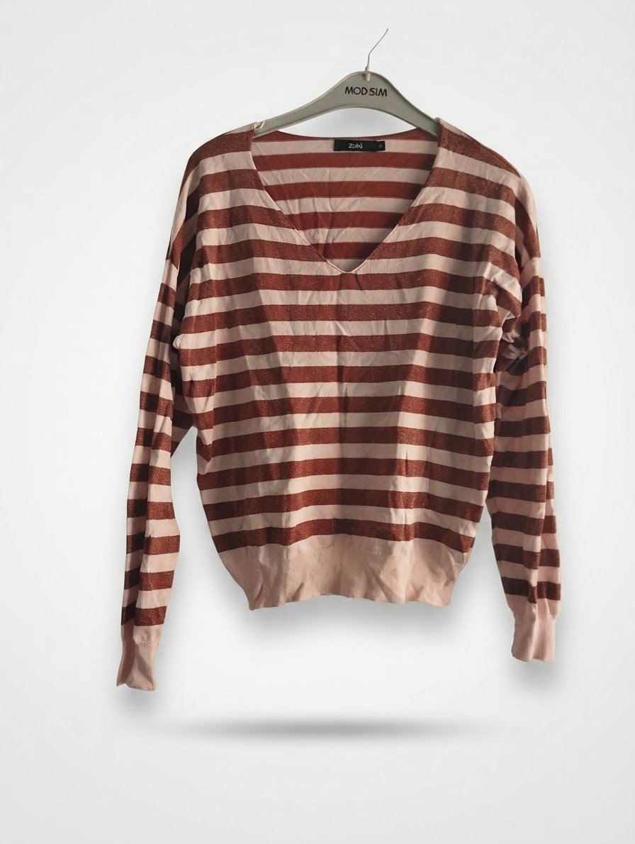 Pull à rayures marrons et beiges