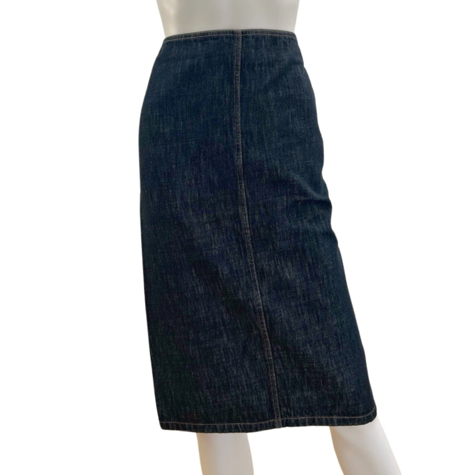 Jupe droite mi-longue en jeans foncé 