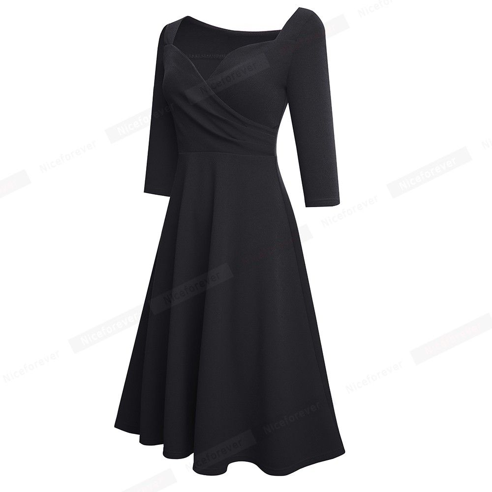Robe noir Hiver mi-Longue très élégante 