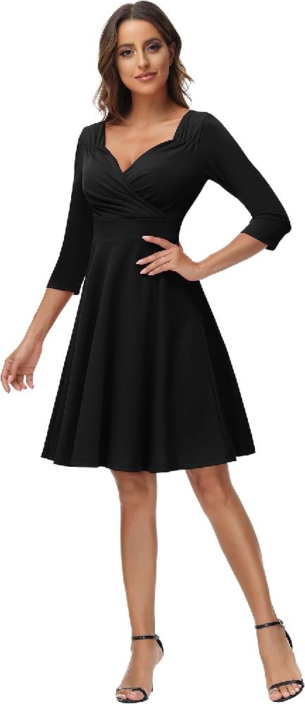 Robe noire élégante hiver mi-long