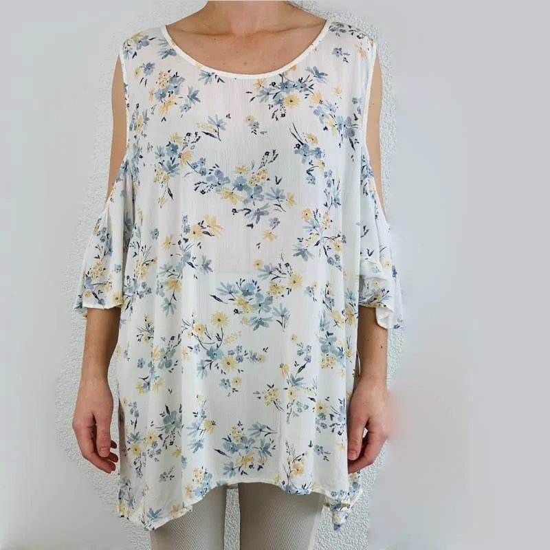 Chemise florale à manches tombantes