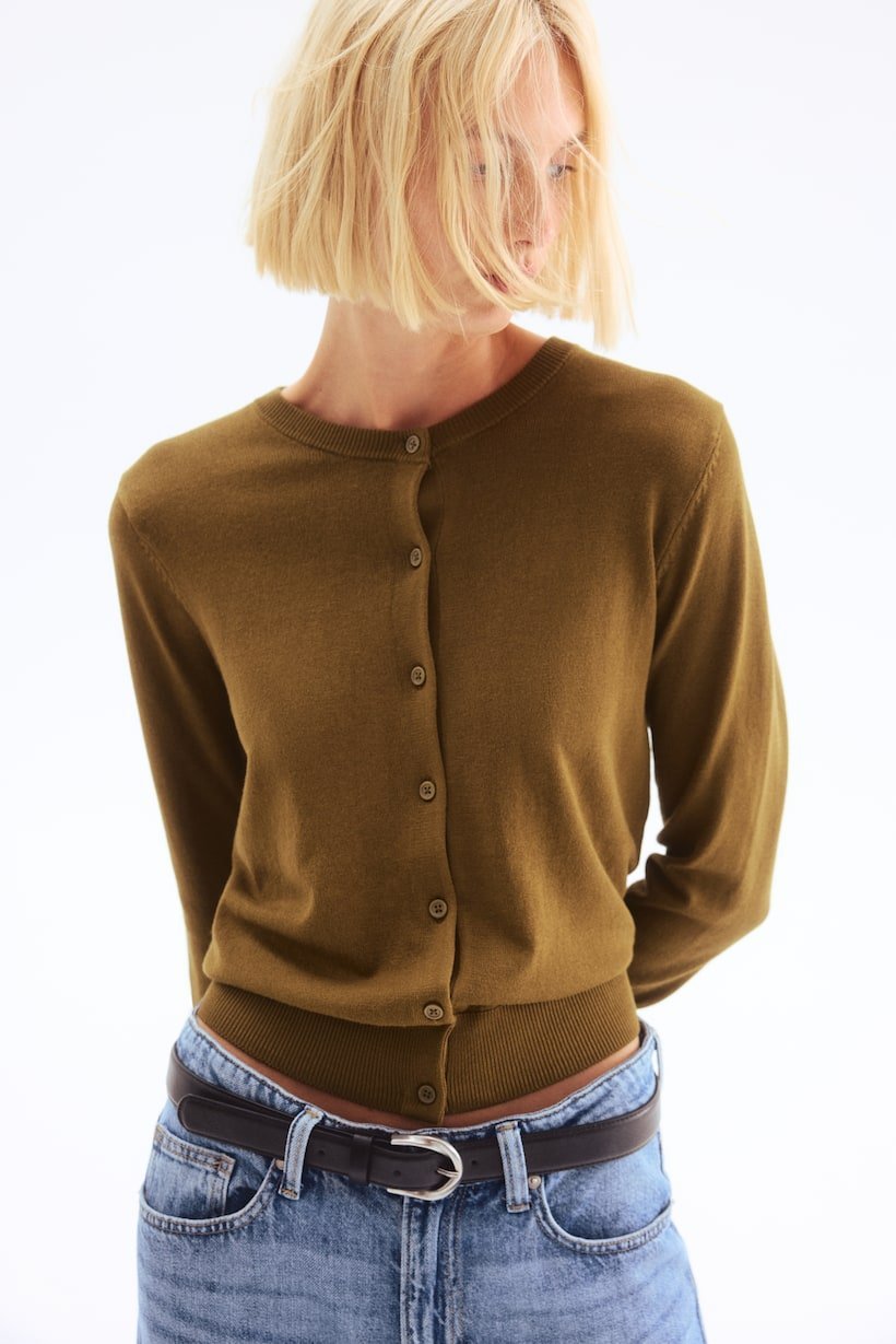 Cardigan H&M vert olive en excellent état 