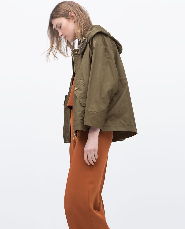 Parka vert militaire zara women