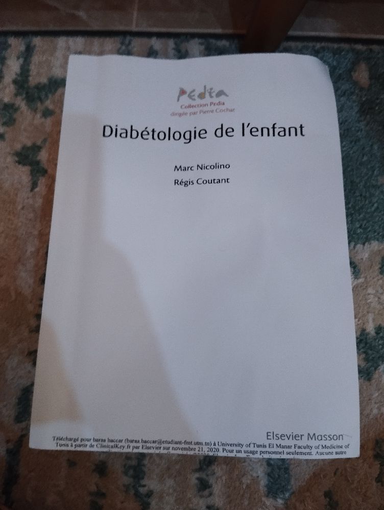 Livre Médical Diabetologie de l'enfant 