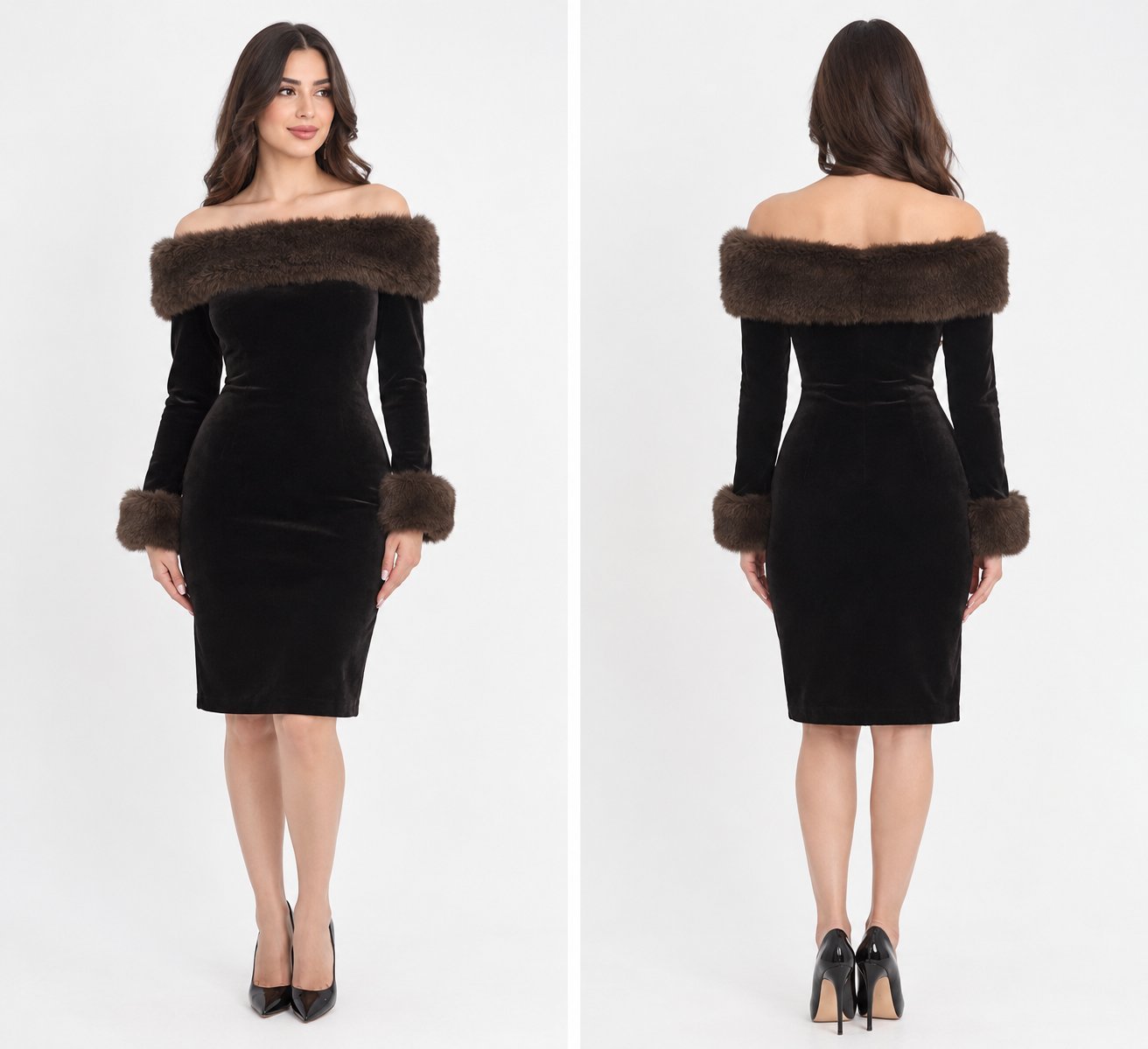 Robe marron trés élégante 