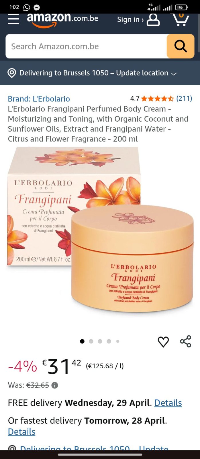 Perfumed body cream