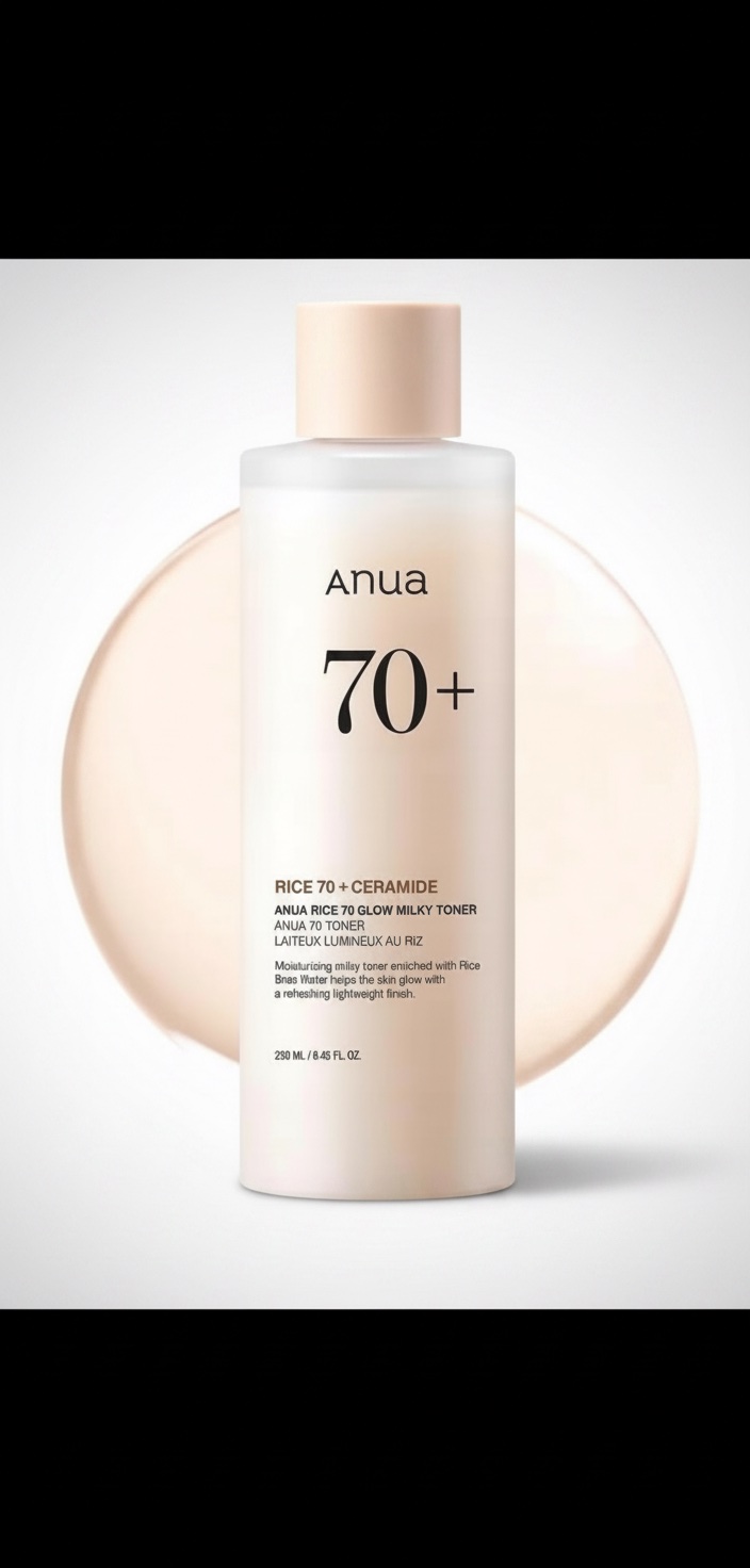 Anua Rice 70 + Ceramide Glow Milky Toner تونر حليبي يحتوي على 70% من مستخلص الأرز مع السيراميد
