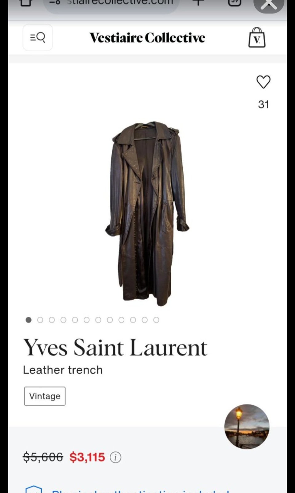 Très beau manteau en cuir yves Saint Laurent 