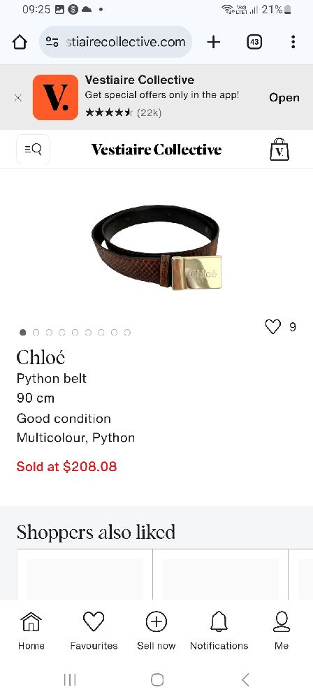Tres belle ceinture Chloe en Phyton