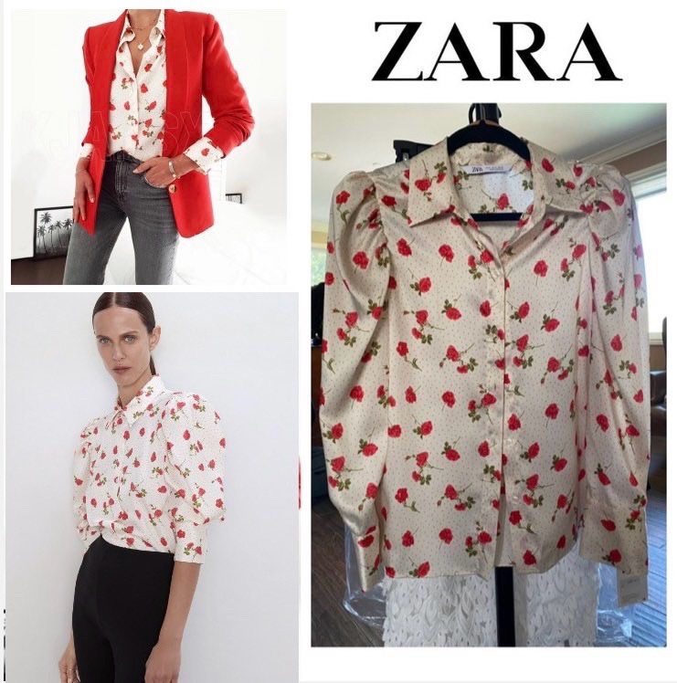 Chemisier Zara à imprimé floral et manches bouffantes