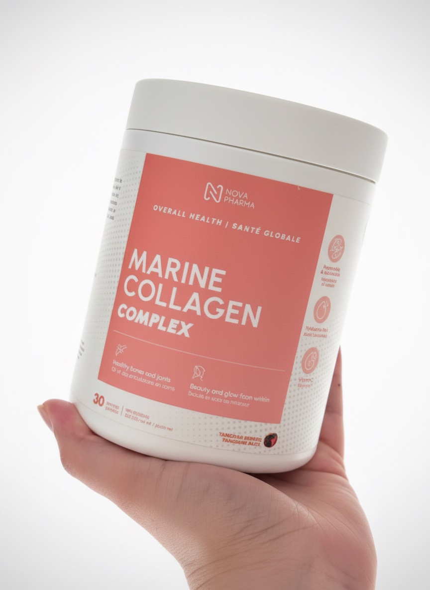 Nova Pharma Marine Collagen Complex  | Collagène Marin Acide Hyaluronique + Vitamine C + Biotine 🇨🇦