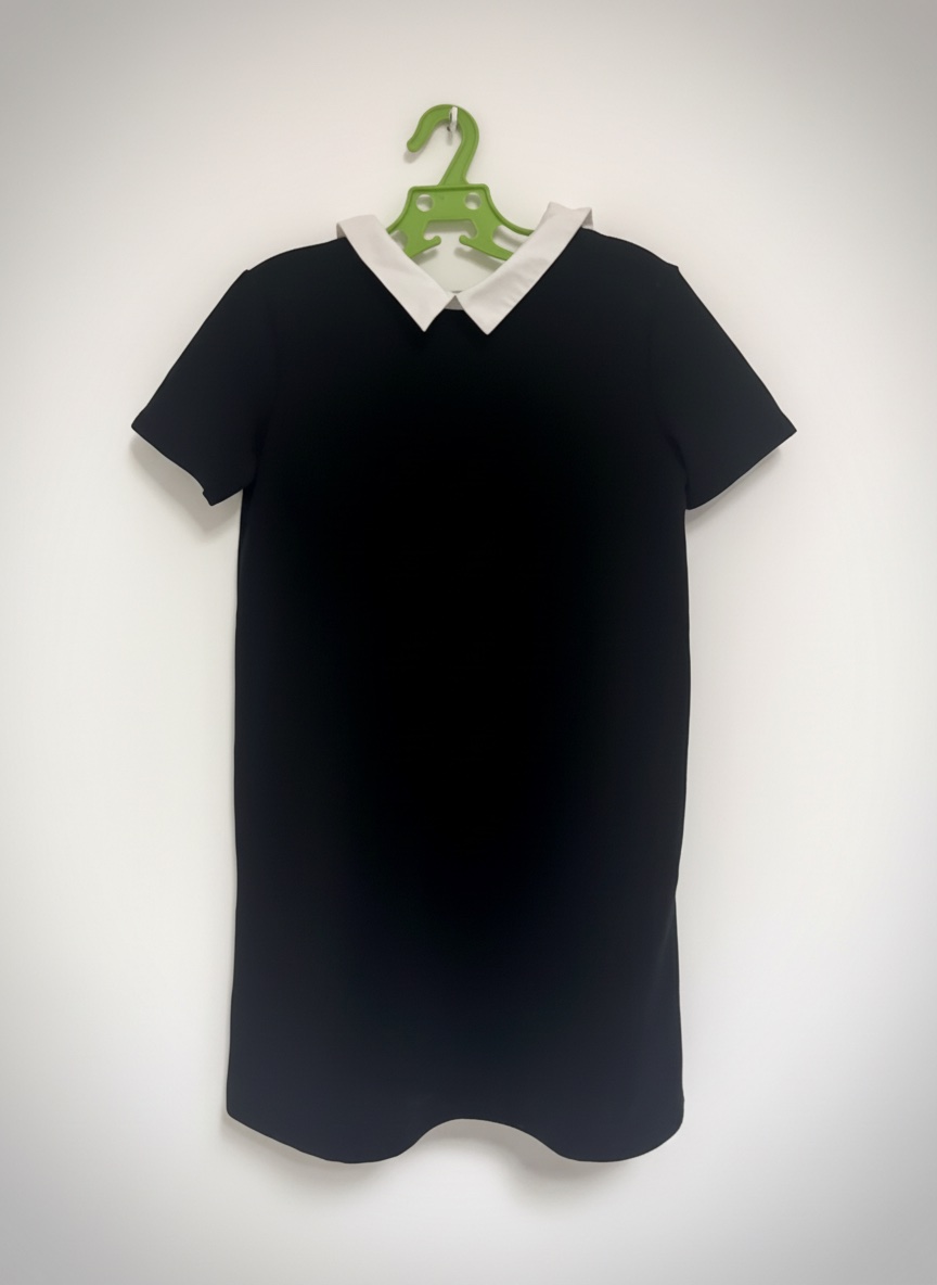 Robe noire col chemise 