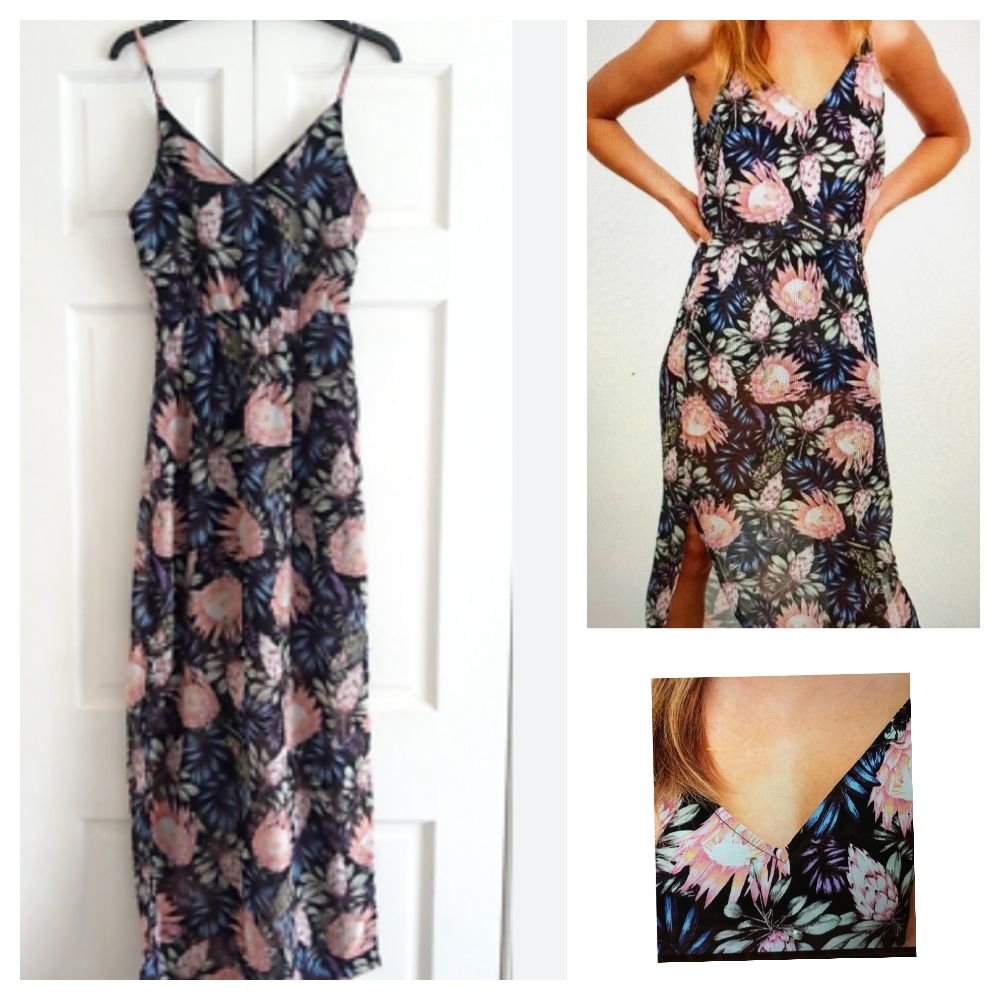 Robe longue fleurie avec fente h&m taille 38/40
