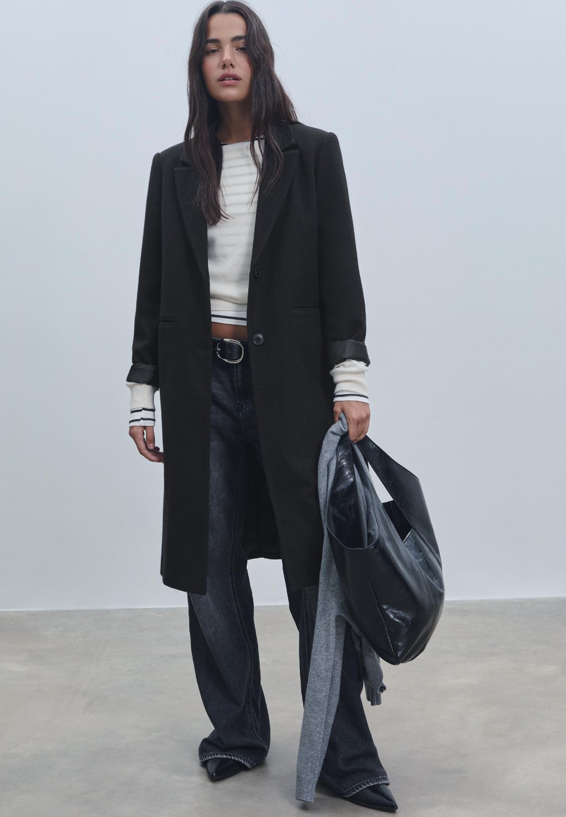 Manteau long droit stradivarius 