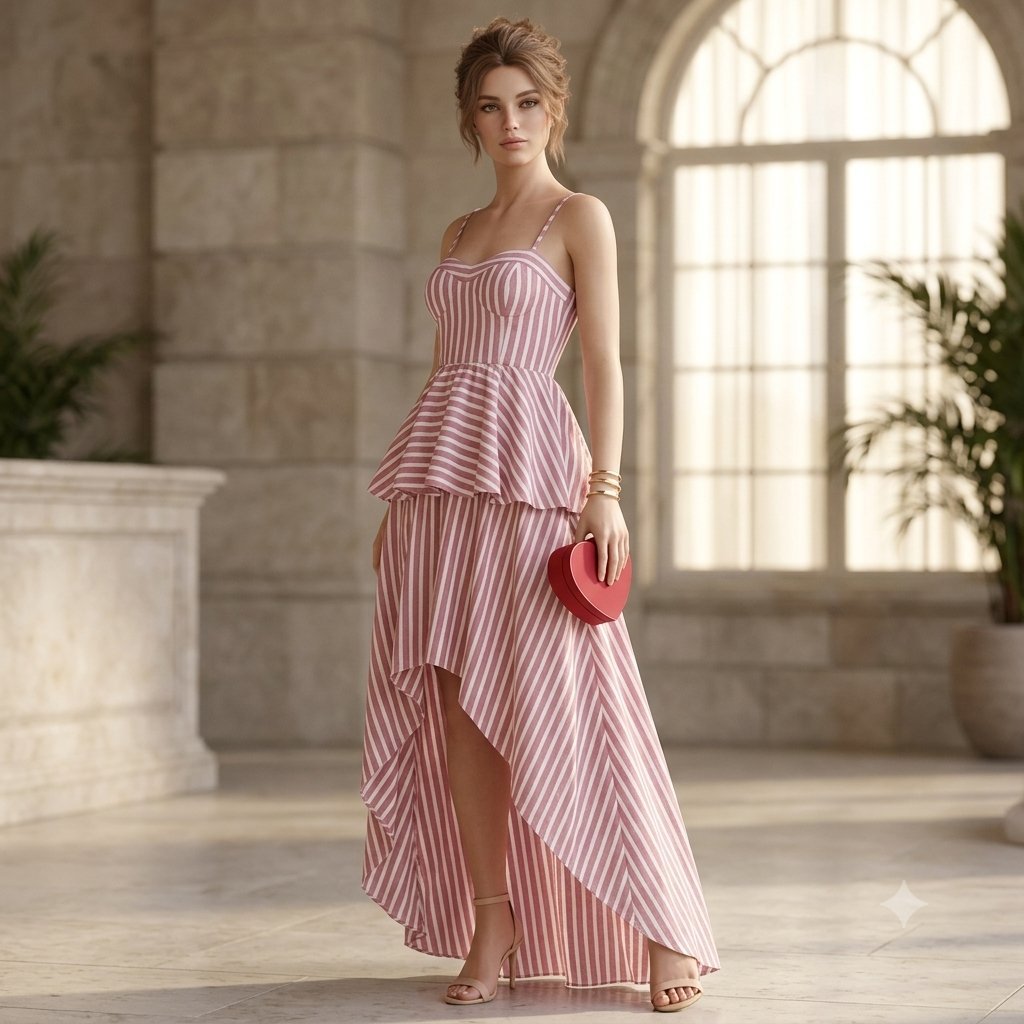 Robe rayée asymétrique S 