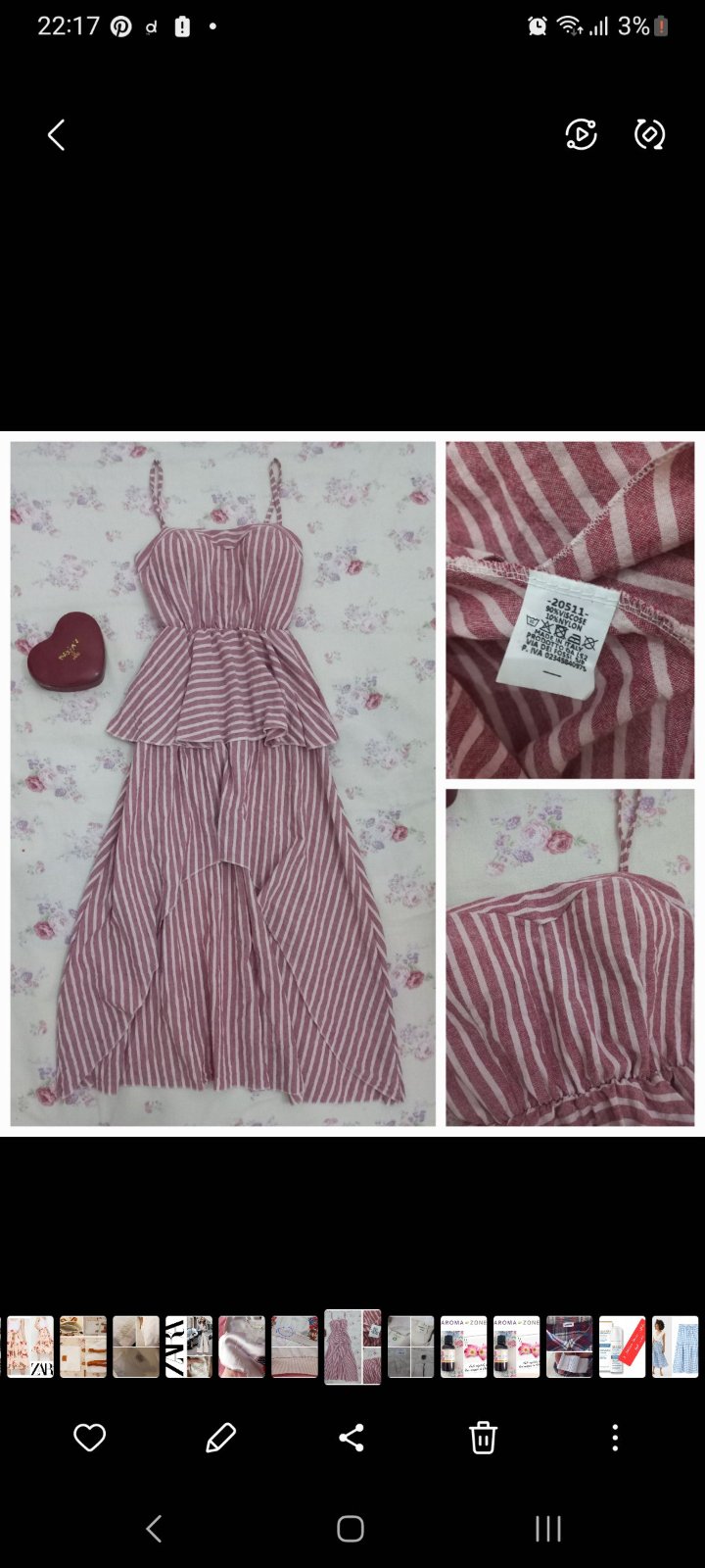 Robe bretelles rayée S