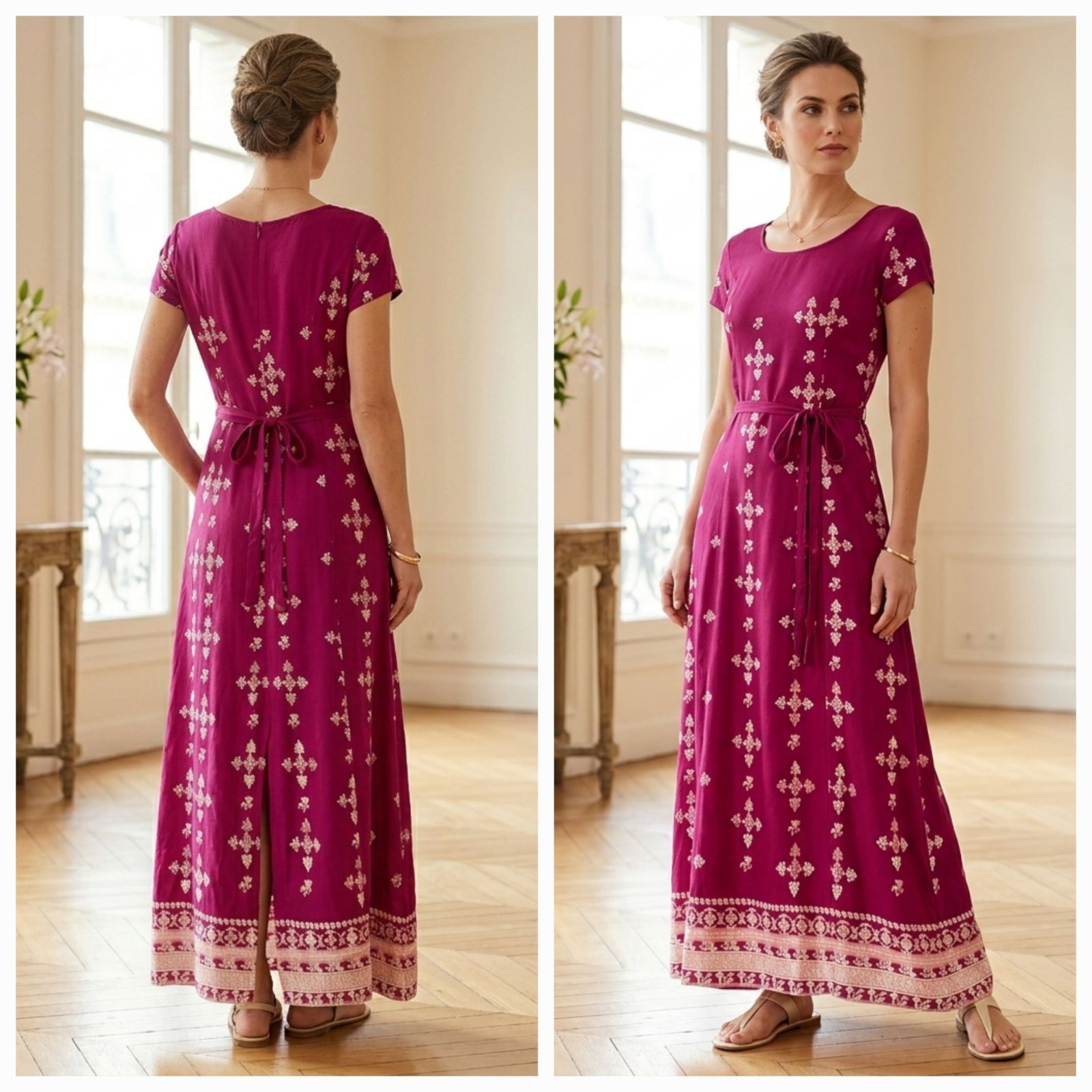 Robe droite style inde S
