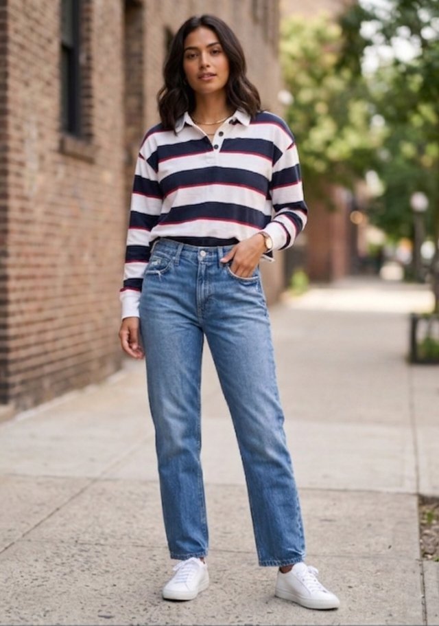 Polo crop top rayé SP