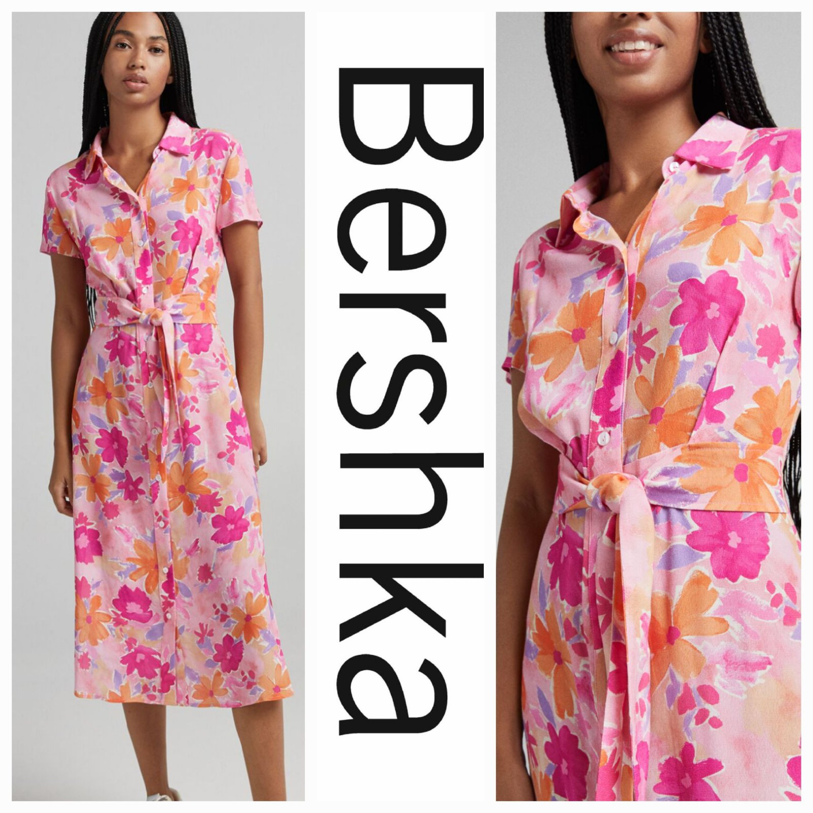 Robe chemise fleurie Bershka S/M