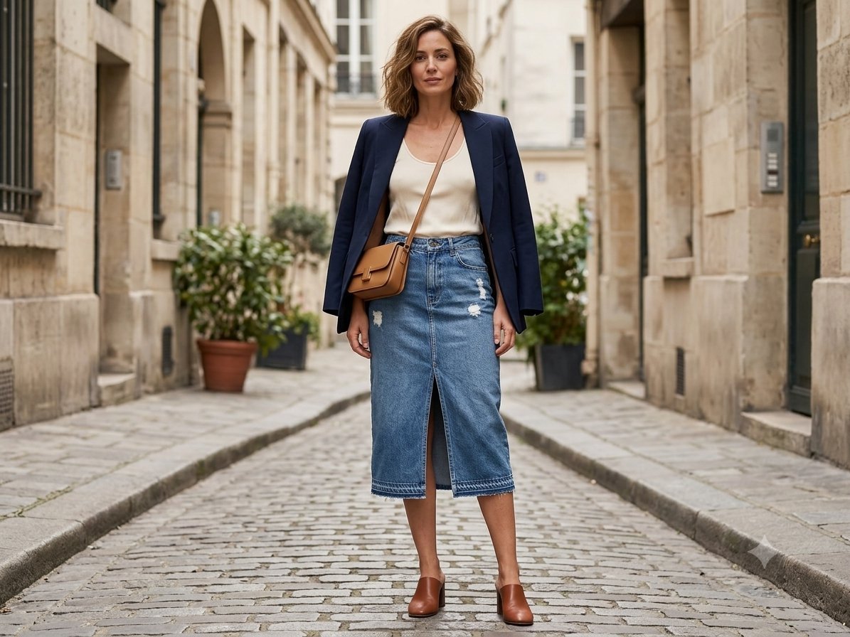 Jupe jeans droite M