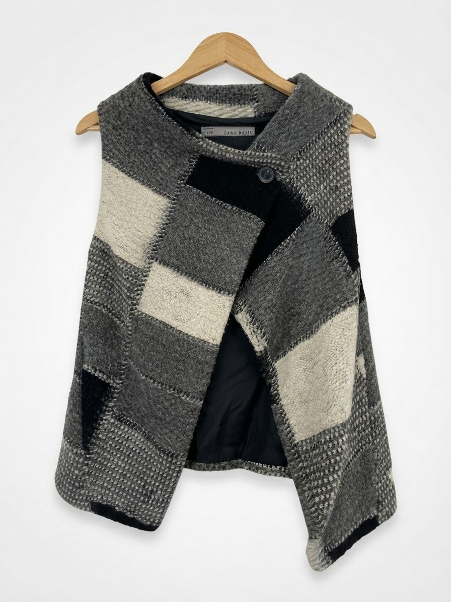 Gilet oversize asymetrique stylé en laine  zara