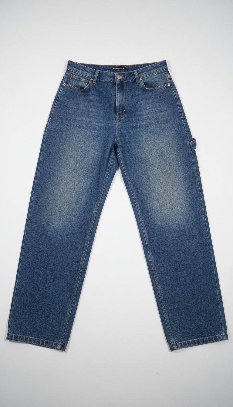 ​Medium-Wash Wide-Leg Carpenter Jeans